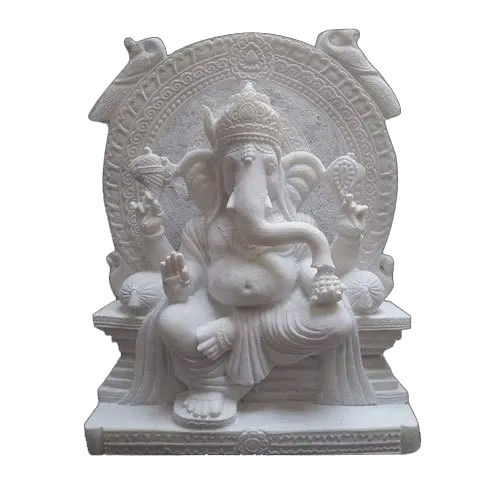 18 inch Pure White Marble Ganesh Statue