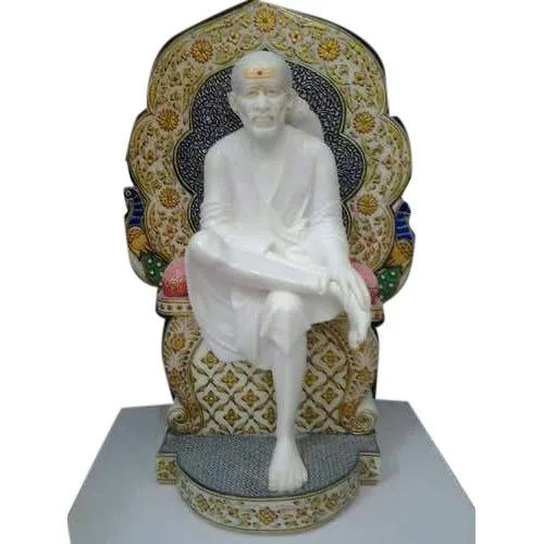 White 12 Inch Marble Shirdi Sai Baba Statue