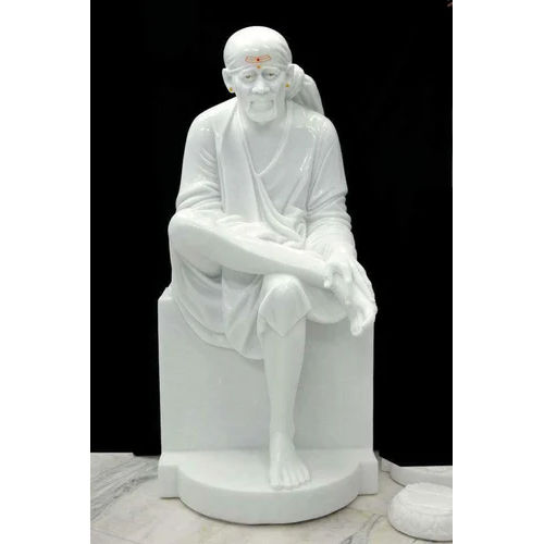 Religious White Marble Statue Sai Baba