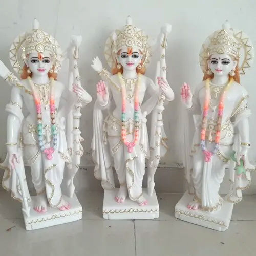 White 15 Inch Ram Darbar Marble Statue