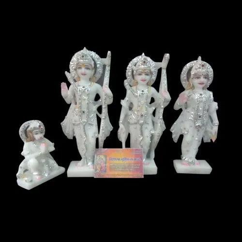 White 12 Inch Marble Ram Darbar Statue