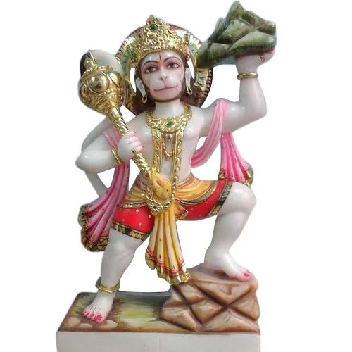 Multicolor 12 Inch Marble Hanuman Statue