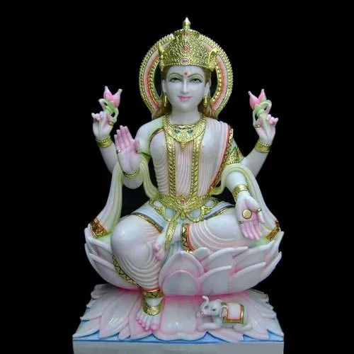 Multicolor Marble Laxmi Statue