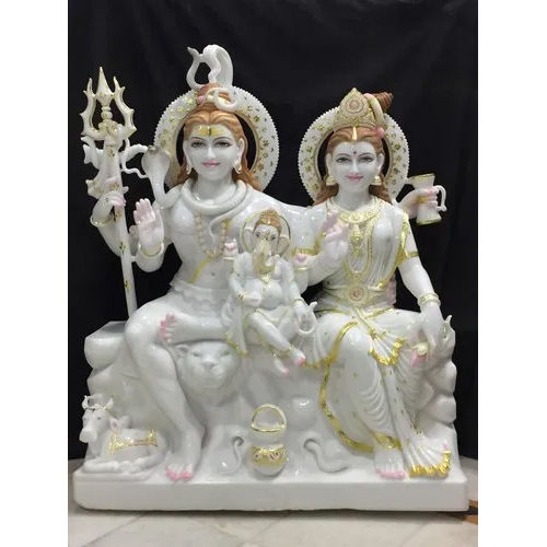 15 inch Shiv Parvati Marble Statue