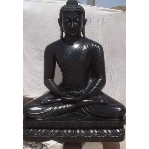 2 Feet Black Marble Buddha Statue