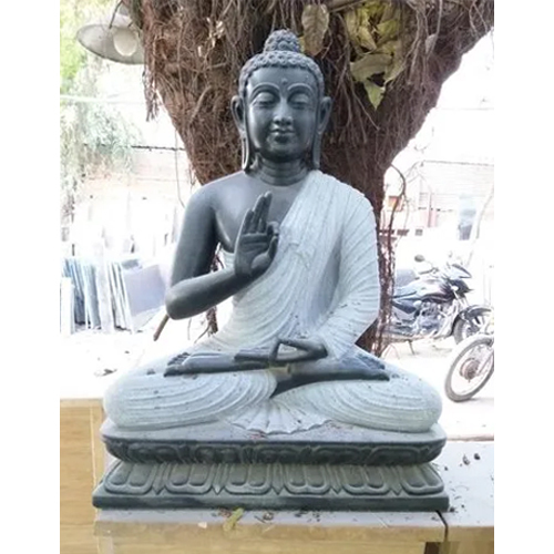 Multicolor Marble Buddha Statue - Intricately Designed for Religious Activities | Customizable Colors, Elegant Religious Style