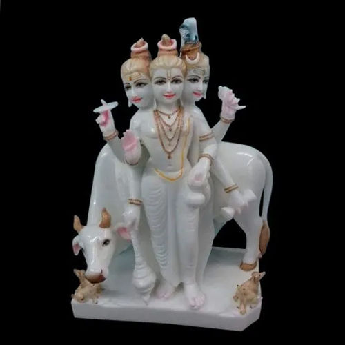 Multicolor 12 Inch Marble Dattatreya Statue