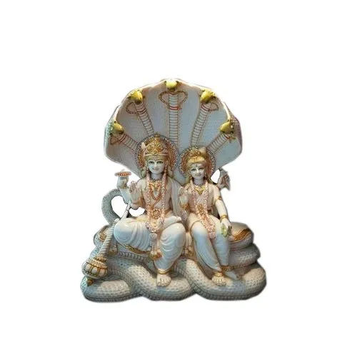 Multicolor Marble Laxmi Narayan Statue