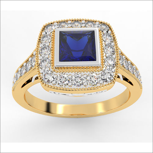 Blue Gems Diamond Gold Ring