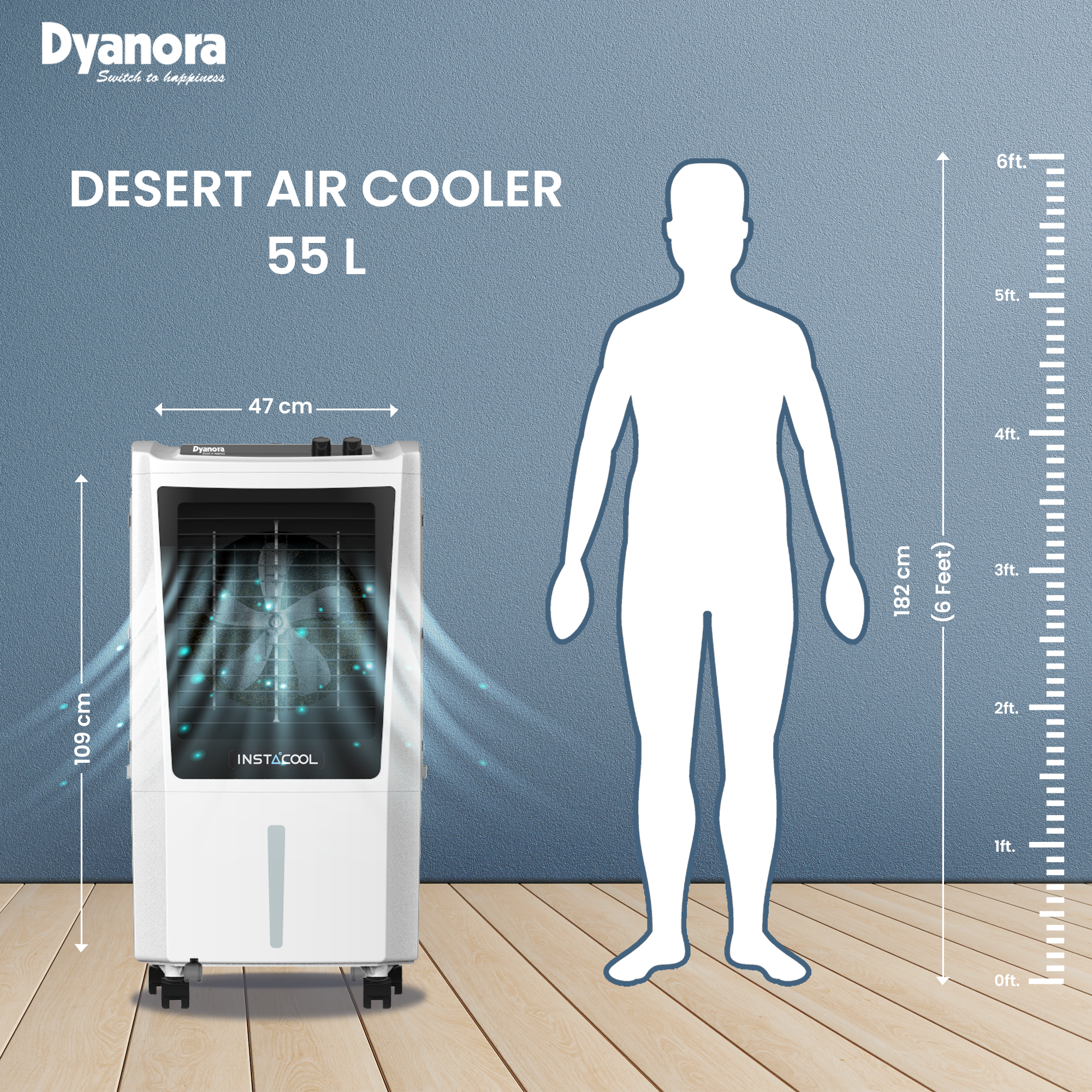 Dyanora 60 L Desert Air Cooler with InstaCool Technology (DY-CL60-01-BW)