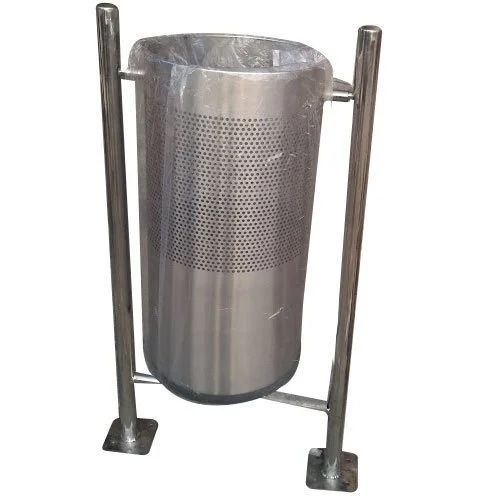 Mofna Stainless Steel Single Pole Double Dustbin