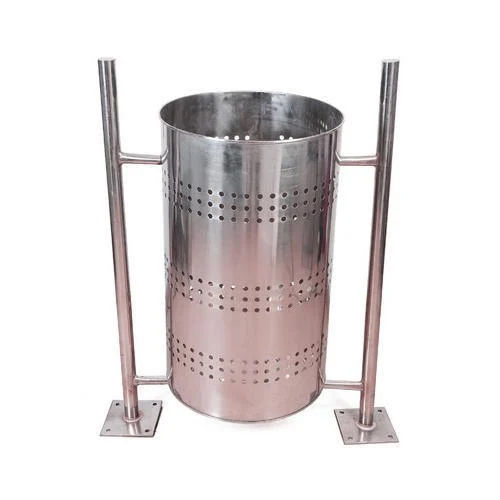 Single Pole Perforated Dustbin With Lid