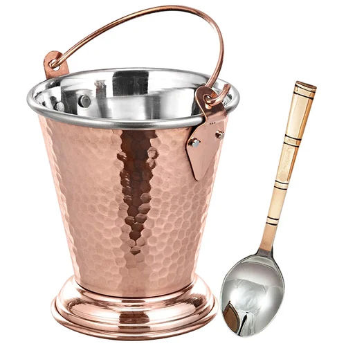 Mofna Copper Hammered Serving Bucket - Color: Brown