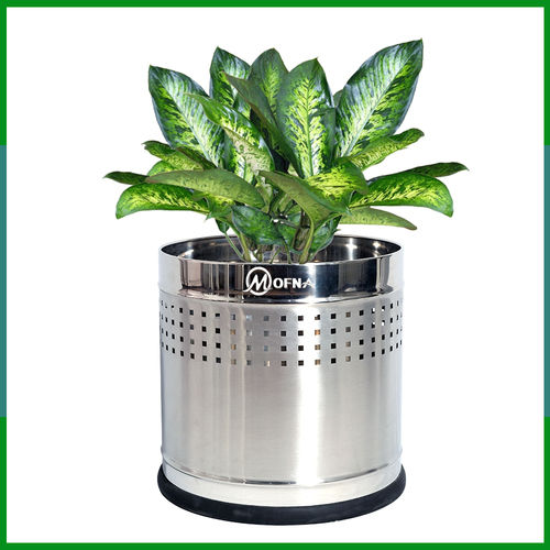 Silver Round Shape Stainless Steel Planter Pots