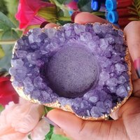 Purple Amethyst Candle Stand For Home Decoration