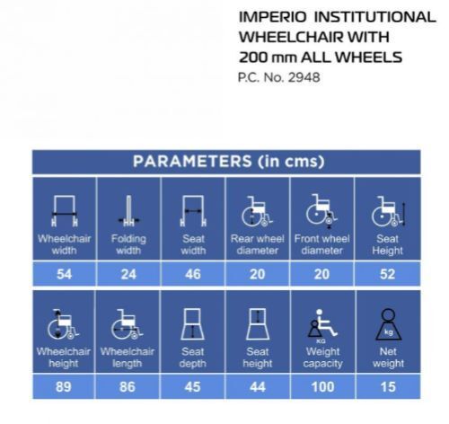 IMPERIO INSTITUTIONAL WHEELCHAIR WITH 200MM ALL WHEELS-2948