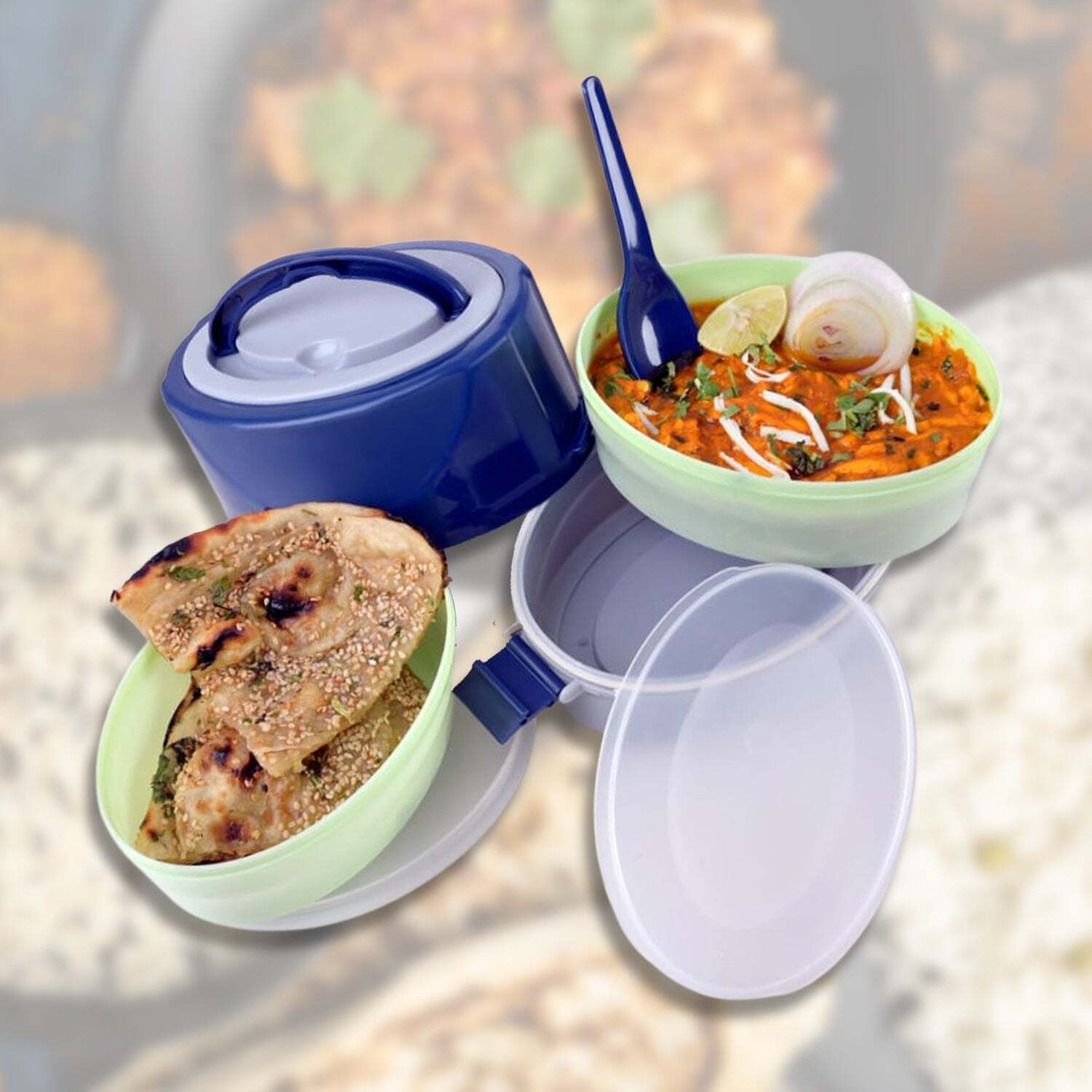 BLUE CLASSIC 2 LAYER LUNCH BOX AIRTIGHT LUNCH BOX  (2408)