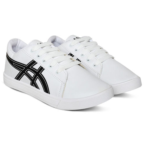 Mens White Sports Shoes Heel Size: Medium