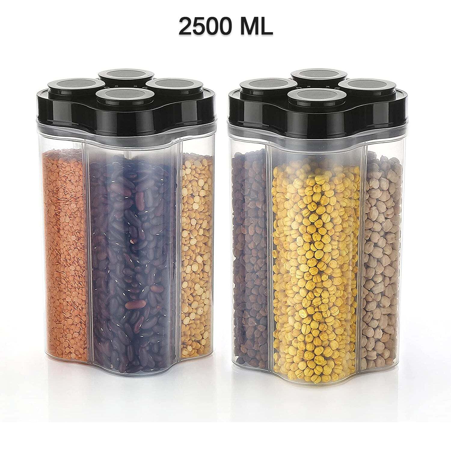 AIRTIGHT TRANSPARENT PLASTIC FOOD STORAGE 4 SECTION LOCK CONTAINER (0764)