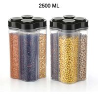 AIRTIGHT TRANSPARENT PLASTIC FOOD STORAGE 4 SECTION LOCK CONTAINER (0764)
