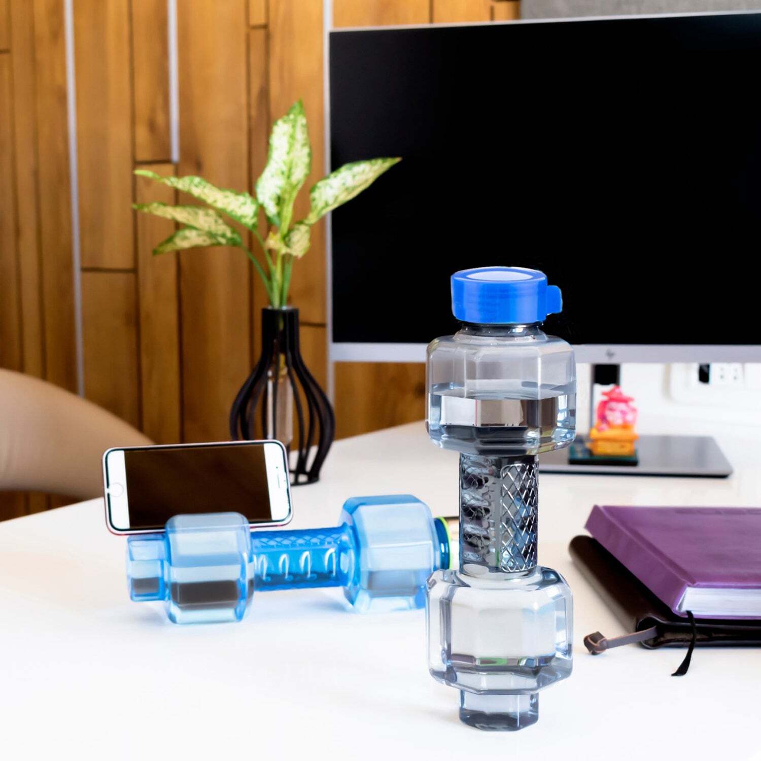 UNBREAKABLE PLASTIC DUMBBELL SHAPE WATER BOTTLE
