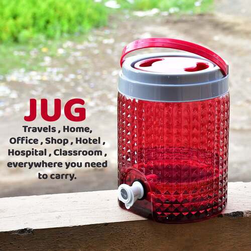 Multi / Assorted Diamond Cut Design Plastic Water Jug To Carrying Water And Other Beverages. (4500Ml) (2073)