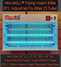 Mosquito Catcher - Sheet Metal, 24"x5.75"x16", White | Triple Phillips Tubes, Triple Orient Choke, Insect Killer For Industrial Use