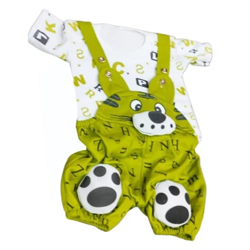 Kids Cotton Green Casual Dungarees