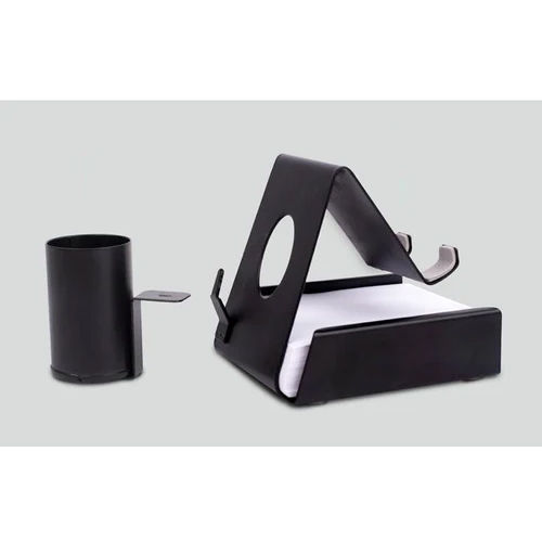 Black Metal Mobile Stand With Detachable Tumbler