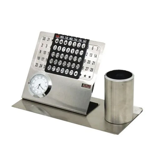 Pen Holder With Clock And Calender