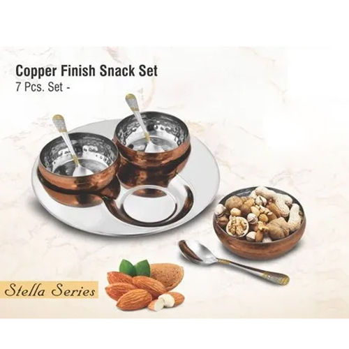 7 Pc Copper Finish Snack Set