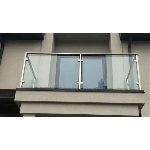 Gray Stainless Steel Glass Railing