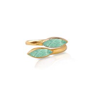 Amazonite Gemstone Marquise Shape Gold Vermeil Bezel Set Ring