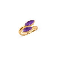 Amethyst Gemstone Marquise Shape Gold Vermeil Bezel Set Ring