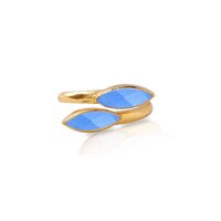 Aqua Chalcedony Gemstone Marquise Shape Gold Vermeil Bezel Set Ring