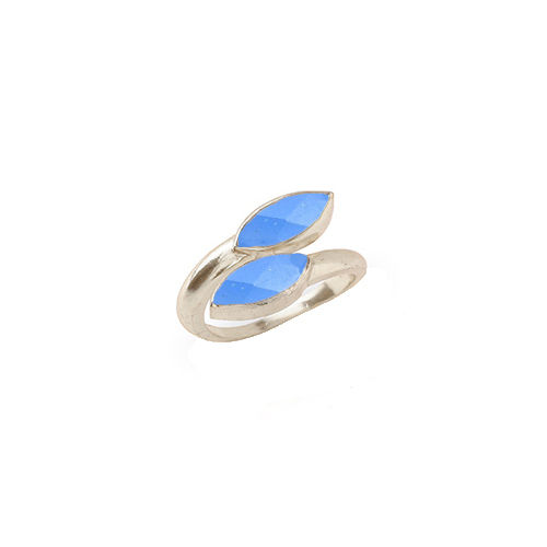 Aqua Chalcedony Gemstone Marquise Shape Gold Vermeil Bezel Set Ring