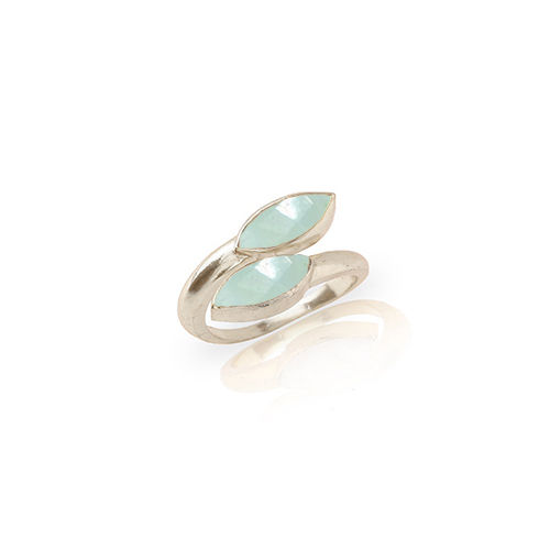 Aquamarine Gemstone Marquise Shape Gold Vermeil Bezel Set Ring