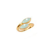 Aquamarine Gemstone Marquise Shape Gold Vermeil Bezel Set Ring