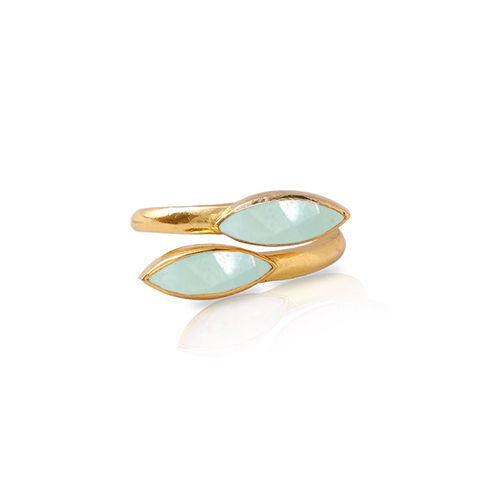 Aquamarine Gemstone Marquise Shape Gold Vermeil Bezel Set Ring