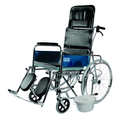 Black Rodeo Ext Reclining Commode Wheelchair Vissco P.c 9994