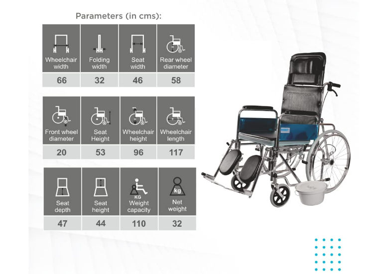 Rodeo Ext Reclining Commode Wheelchair Vissco P.C 9994