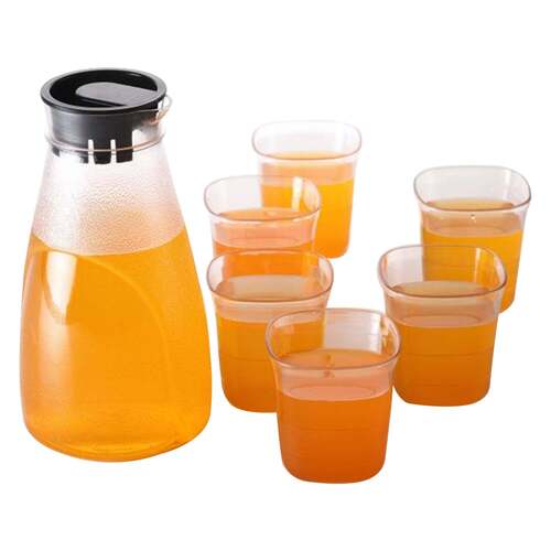 Plastic Transparent Unbreakable Lemon Juice Jug Set And 6 Pcs Glass (2358) Power Consumption: N/A