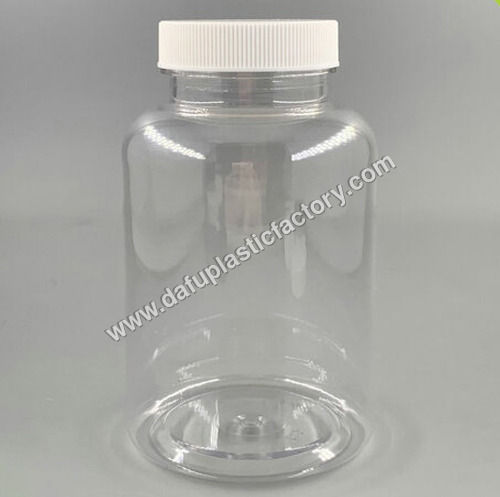 OEM 300ml Clear Pet Plastic Capsule Vitamin Container with Screw Cap