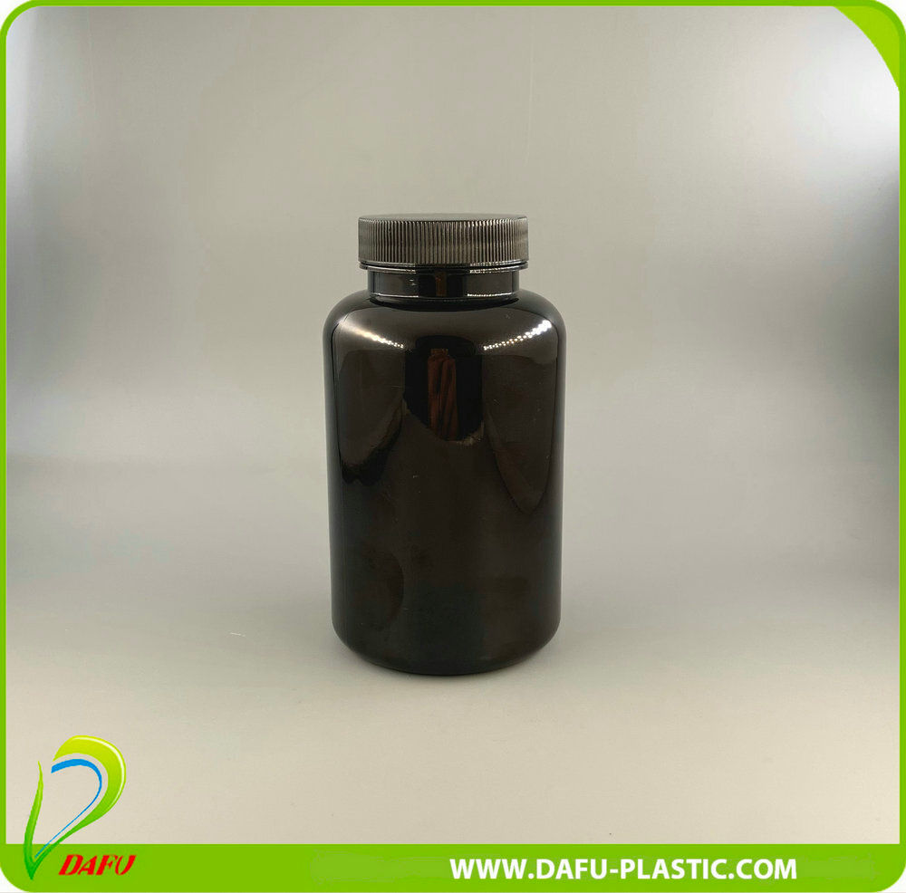 OEM 300ml Clear Pet Plastic Capsule Vitamin Container with Screw Cap