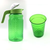 UNBREAKABLE PLASTIC DRINKING WATER/JUICE JUG AND 6 PIECES GLASS (ASSORTED COLOR) (3724A)