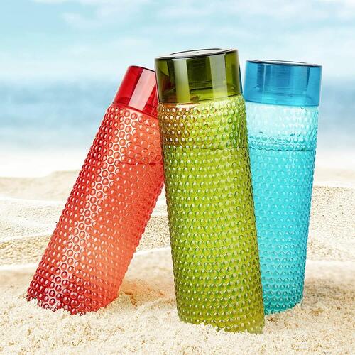 WATER BOTTLE BUBBLE SHAPE DESIGNER WATER BOTTLES FOR FRIDGE SCHOOL COLLEGE USE CAPACITY 1000ML (3 PC) (5270)