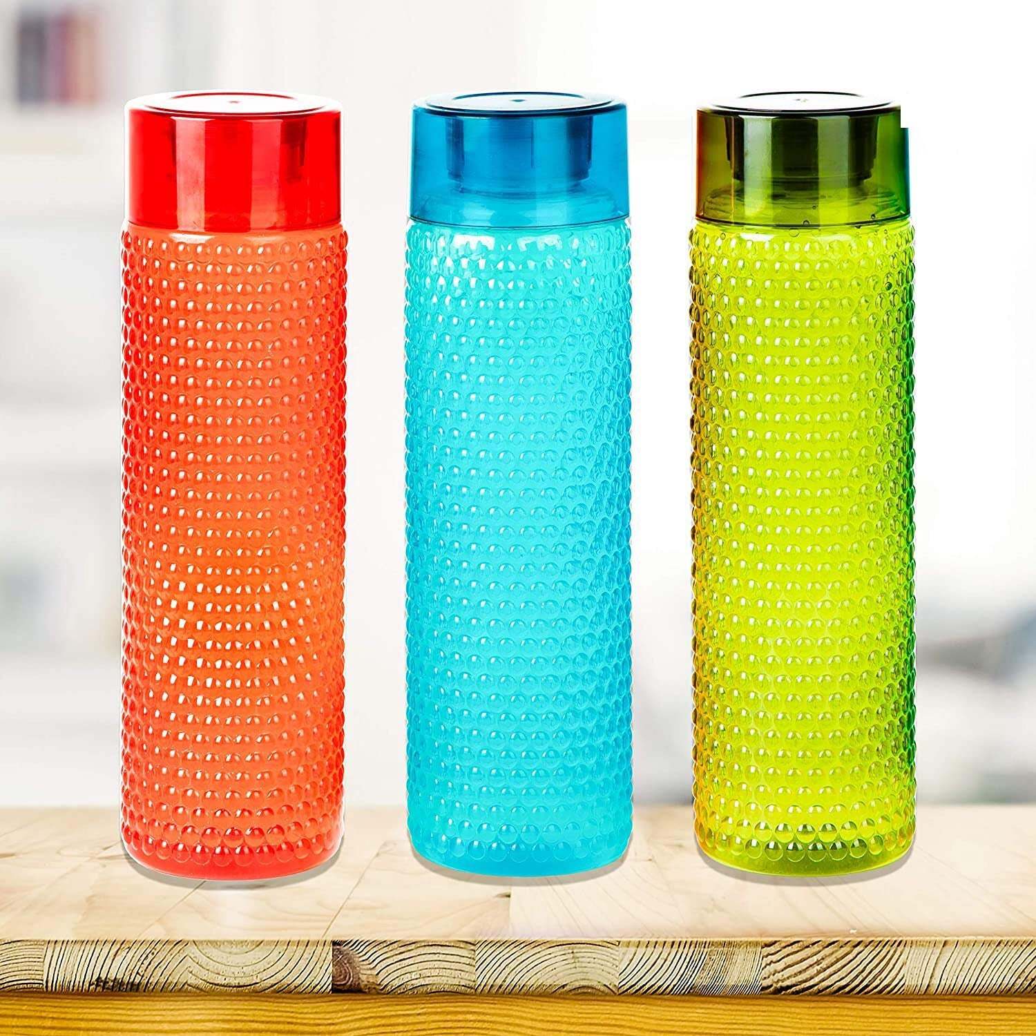 WATER BOTTLE BUBBLE SHAPE DESIGNER WATER BOTTLES FOR FRIDGE SCHOOL COLLEGE USE CAPACITY 1000ML (3 PC) (5270)