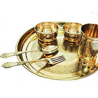 Brass Dinner Set - 7-piece Ensure Elegant Dining | Alloy Material, Golden Color, Round Shape With Coated Surface
