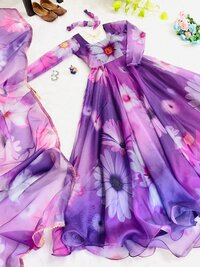 Party Wear Look Faux Organza With Dupatta Gown