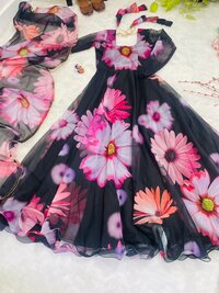 Party Wear Look Faux Organza With Dupatta Gown